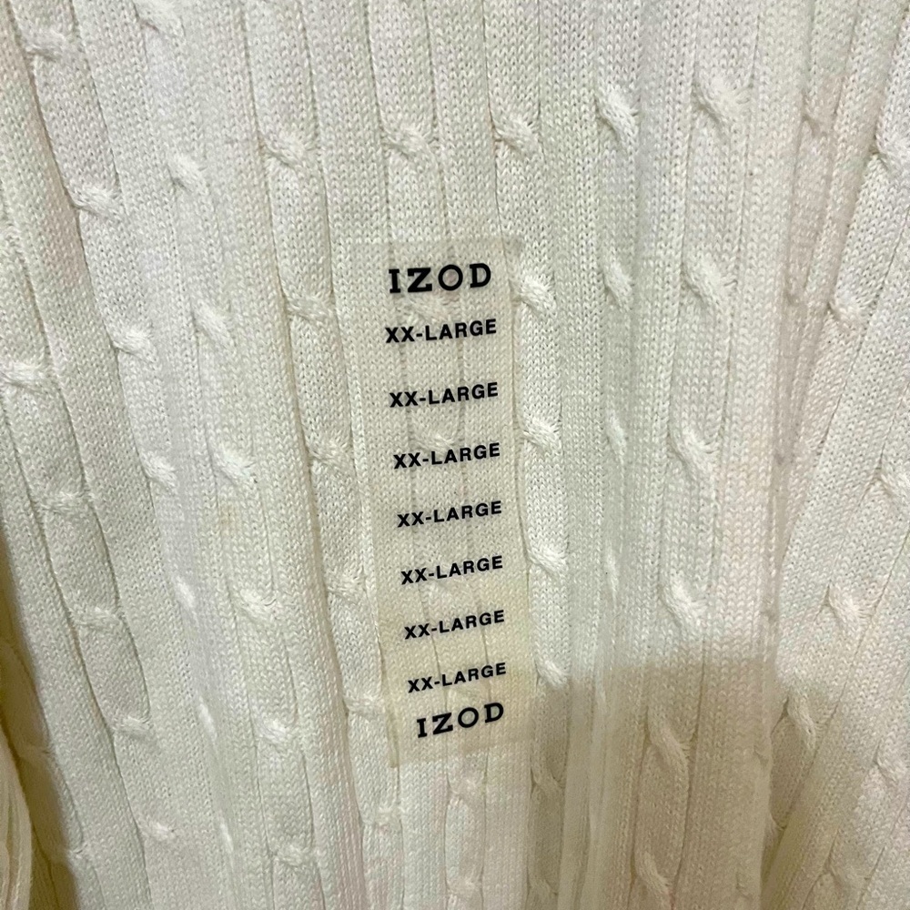 NWT IZOD White Cable Knit Sweater - 2XL - Picture 6 of 7